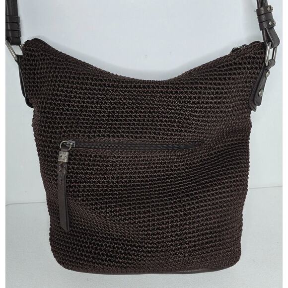 THE SAK SEQUOIA CROCHET HOBO COFFEE LEAF SHOULDER TOTE BAG PURSE MSRP $125 - Picture 3 of 11